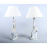 Two Lladro porcelain figure table lamps