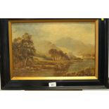 A 19th century oil on canvas, "On the River Conway North Wales", monogrammed JS, 11" x 17", in