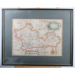 A Christopher Saxton map, "The County of Berkshire", 9 1/2" x 13", in an ebonised and gilt frame