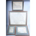 Four maps of Yorkshire, each in oak slip frames