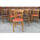 A set of eight 1950s beech kitchen chairs with drop-in seats