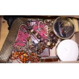 A quantity of costume jewellery, including various mink brooches