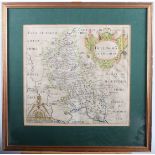 A Christopher Saxton map of "The County of Buckinghamshire", 11" x 11 3/4", in an ebonised and