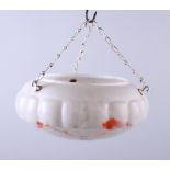 A 1930s mottled glass ceiling light shade