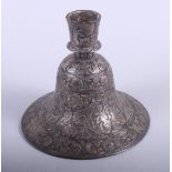 A late 19th century bidriware hookah pipe base, 6" high