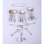 A set of six fiddle pattern teaspoons, six Old English pattern teaspoons, twelve silver fiddle