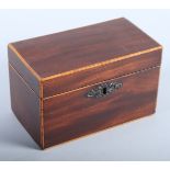 A Regency inlaid mahogany two-division tea caddy, 8" wide