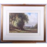 Percy Leslie Lara: watercolour, "Resting in the Shade", Waltham Essex, label verso, 10" x 15", in