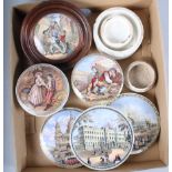 Three 19th century pot lids and three later pot lids