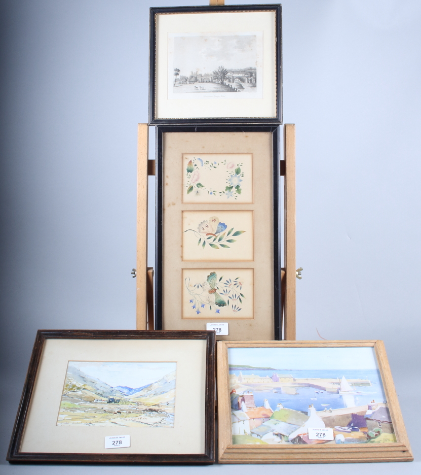A quantity of watercolours and prints, including a coloured engraving by Joseph Fitzpatrick - Image 3 of 3