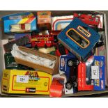 A collection of Matchbox die-cast toys