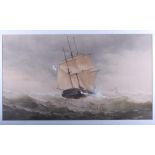 A pair of late 19th century / early 20th century watercolours, boats on the English Channel, in gilt