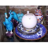 A quantity of assorted Japanese and Chinese porcelain, including a Republic period porcelain vase,