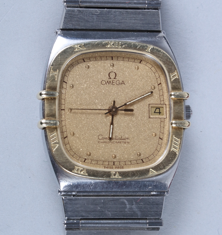 An Omega Constellation chronometer stainless steel wristwatch, quartz movement with gilt bezel and - Bild 3 aus 7