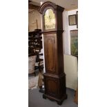 A Georgian design long case clock with brass dial and stained wooden case, 80" high