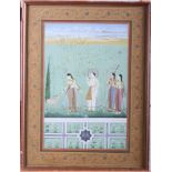 Two Indian watercolours, four figures with a small deer and a man with a musical instrument