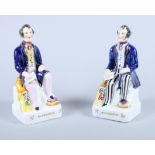 Two Victorian Staffordshire pottery figures of Richard Cobden, 7" high (one a/f)