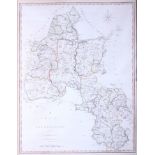 An engraved map of Oxfordshire, published by John Sutcliffe, 20" x 16"