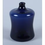 A Finnish blue glass "Stacking Vase", designed by Timo Sarpaneva for Iittala, with original label,