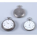 A Georgian pair case pocket watch with fusee movement and white enamel dial together with a white