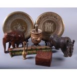 A quantity of tourist collectibles from various countries, including elephants, etc