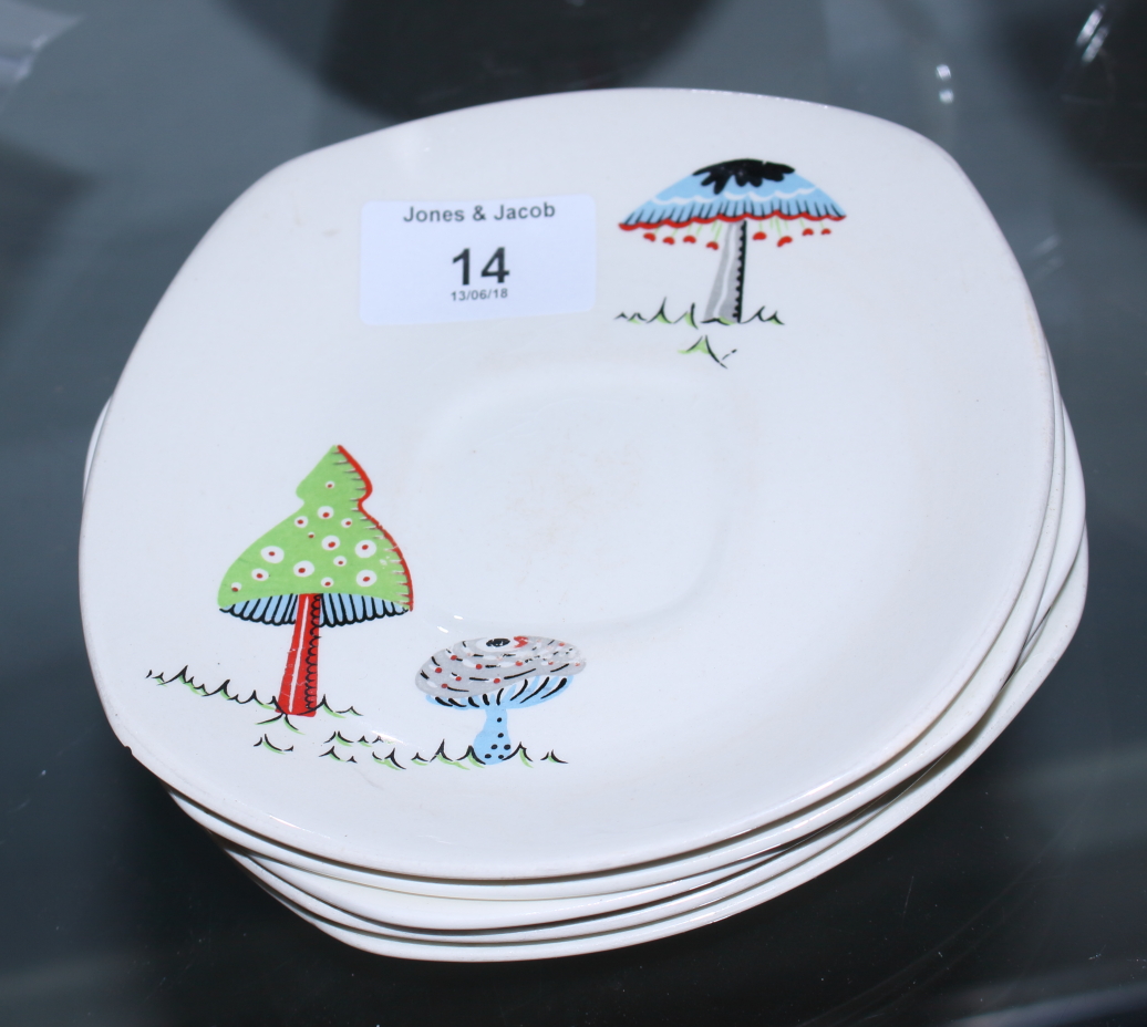 A Midwinter Stylecraft "Toadstool" part teaset, designed by Jessie Tait, including six cups, six - Image 2 of 12