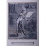 Honore Daumier: two 19th century coloured lithographs, French satirical cartoons, monogrammed and