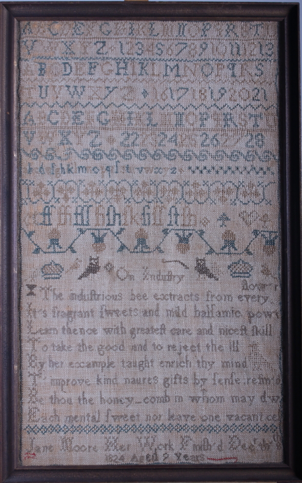 A group of four late Georgian religious alpha-numeric samplers, each framed and glazed - Image 3 of 4