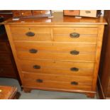 A Victorian polished as walnut chest of two short and three long drawer, on bracket supports, 41"
