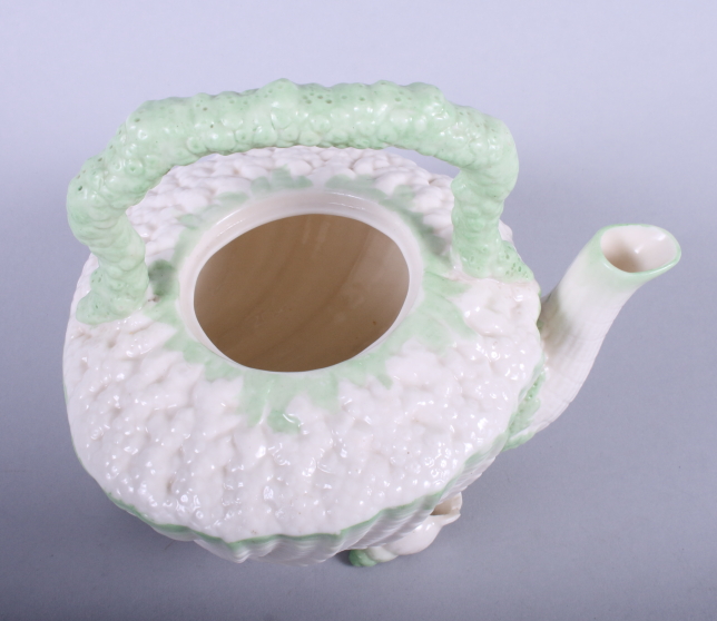 A Belleek porcelain (2nd period black mark) "Neptune" teapot, modelled in the form of a shell - Image 2 of 4