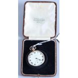 A 9ct gold cased open faced pocket watch with white enamel dial and Roman numerals
