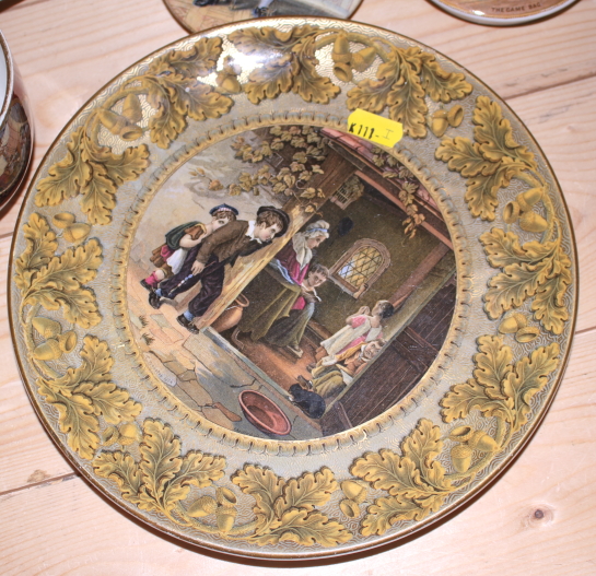 An F R Pratt & Co plate, after T Webster, "Late at School", with oak leaves border, and a collection - Image 2 of 4