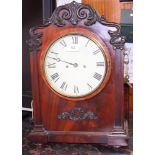 An early Victorian mahogany bracket clock with twin fusee movement, in carved arch top case, 19"