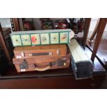 A gentleman's late Victorian leather writing box together with a number of wooden storage boxes