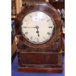 A mid 19th century mahogany shape top mantel clock with eight-day movement and lion mask handles,