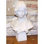 Attilio Fagioli: an early 20th century carved marble head of a woman, with impressed signature to