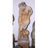 A cast stone figure of Venus washing her hair, 46" high