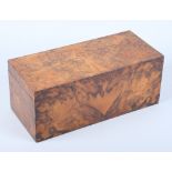 A 19th century burr walnut trinket box with sliding action top, 11" wide