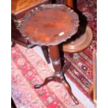 An 18th century design mahogany piecrust top kettle stand, 12" dia