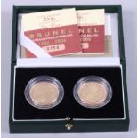 A pair of Brunel 2006 gold £2 coins, with COA