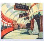 Cyril Edward Power: a limited edition coloured print, "The Tube Station", unframed