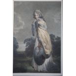 Bartolozzi, after Lawrence: an 18th century stipple engraving, "Elizabeth Farren", in strip frame,