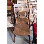 A set of four 19th century Oxford bar back dining chairs with panel seats, on turned and stretchered