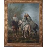 Meissonier?: a 19th century oil on canvas, French cavalry with winter coats, 24" x 18 1/2", in