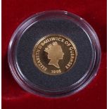 A Bailiwick of Guernsey Queen Mother gold £5 coin, in case