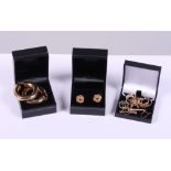 Six pairs of 9ct gold earrings