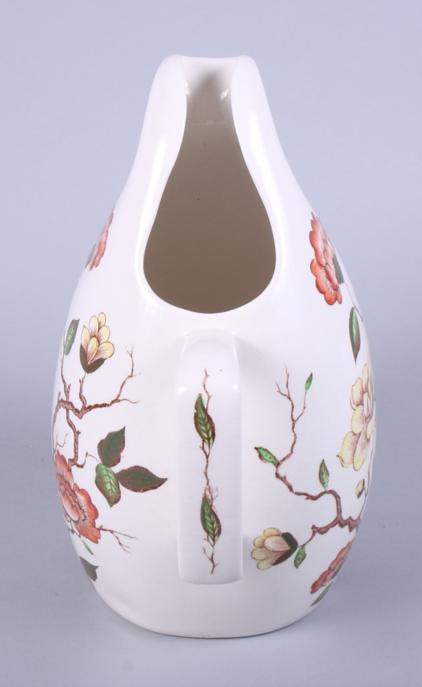 A mid 20th century Jessie Tait Midwinter "Ming Tree" lemonade jug with 'C' scroll handle, painted - Image 4 of 5