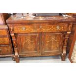A 19th century Continental walnut and inlaid metamorphic side cabinet with rising back