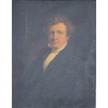 A 19th century oil on board, portrait of an unknown gentleman, 10 1/2" x 81/4", in gilt frame