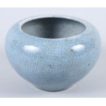 A Chinese Clair de Lune design crackle glaze pottery jardiniere, on circular unglazed foot, 4 1/4"